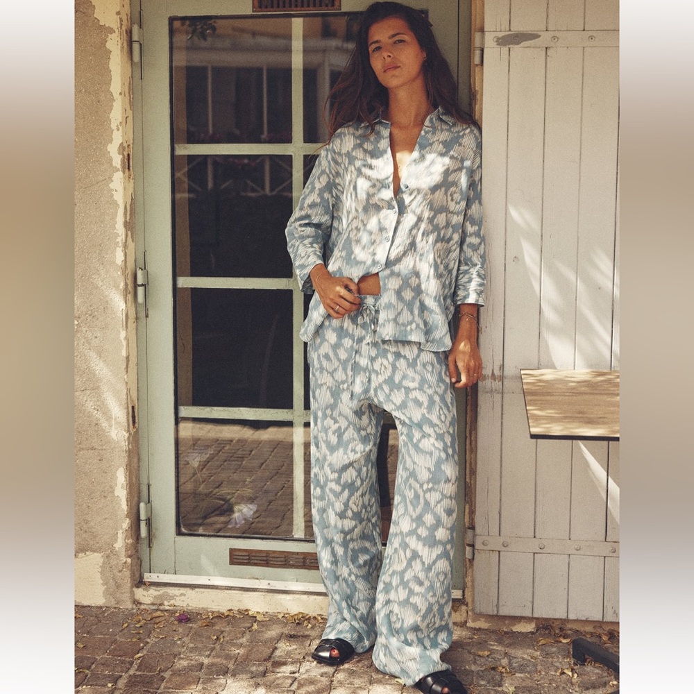 Zara NWT Printed Ramie Pants